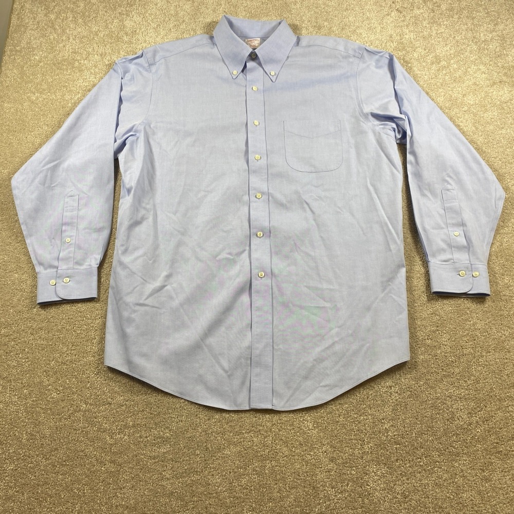 Brooks Brothers Button Down Shirt Mens 16.5 34/35 Blue Non-Iron Regular Fit